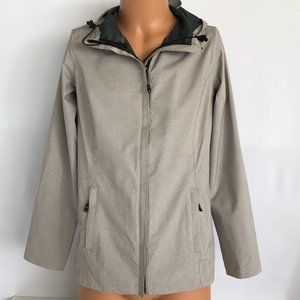 32 Degrees Cool Thin Lightweight Gray Hooded Windbreaker Full Zip Jacket Sz M